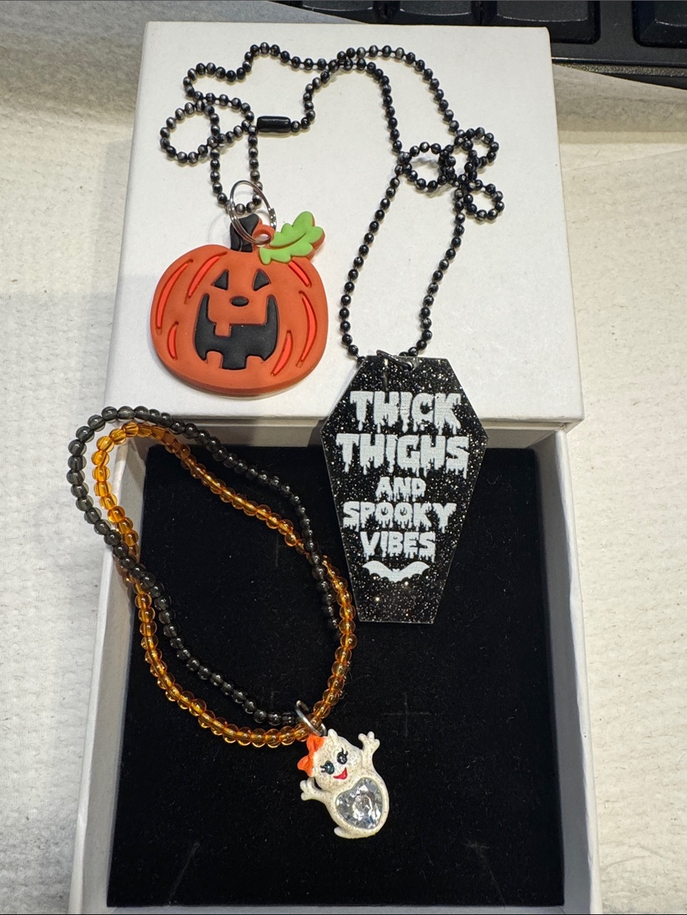 Halloween Pumpkin & Ghost Necklace, bracelet and pumpkin pendant